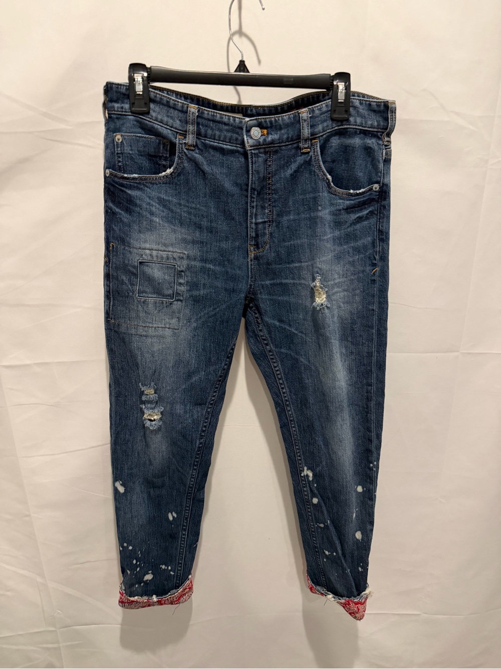 Pilcro the heritage Boyfriend Distressed patchwork hem size 28.western,boho